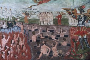 Final Judgement Illustrated by 17th Century Baroque-Mestizo Frescos in the Nave of Santiago De Curahuara De Carangas Church, the Sistine Chapel of the Andes, Curahuara De Carangas, Oruro, Bolivia by Unknown